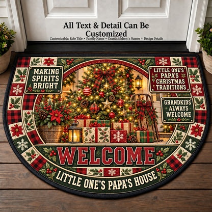 Little One's Papa's Christmas Traditions Personalized Half Round Mat | 5To9Vibe