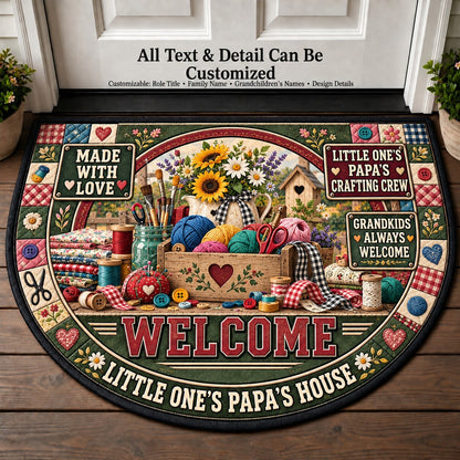 Little One's Papa's Crafting Crew Personalized Half Round Mat | 5To9Vibe