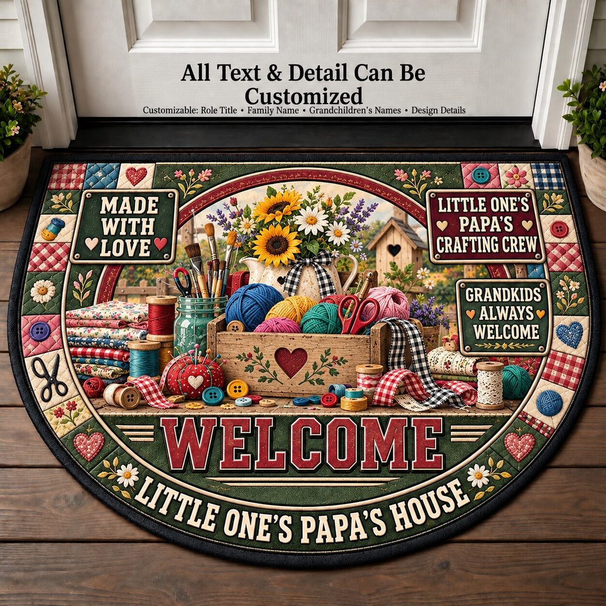 Little One's Papa's Crafting Crew Personalized Half Round Mat | 5To9Vibe