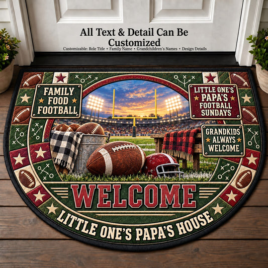 Little One's Papa's Football Sundays Personalized Half Round Mat | 5To9Vibe