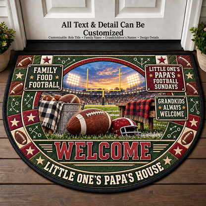 Little One's Papa's Football Sundays Personalized Half Round Mat | 5To9Vibe