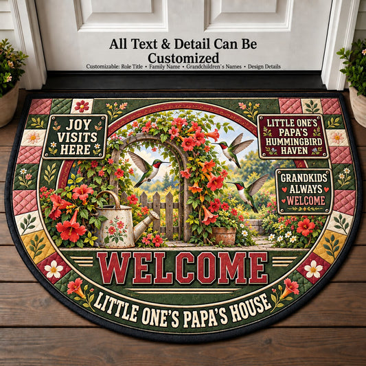 Little One's Papa's Hummingbird Haven Personalized Half Round Mat | 5To9Vibe