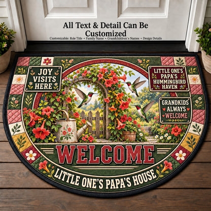 Little One's Papa's Hummingbird Haven Personalized Half Round Mat | 5To9Vibe
