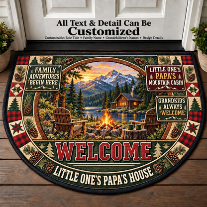 Little One's Papa's Mountain Cabin Personalized Half Round Mat | 5To9Vibe