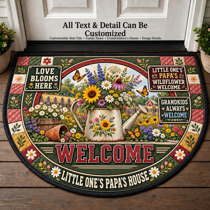 Little One's Papa's Wildflower Welcome Personalized Half Round Mat | 5To9Vibe