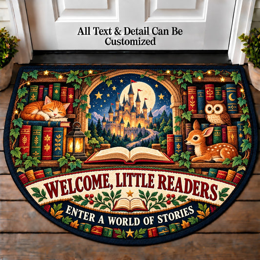 Fantasy Castle Shelf - Little Readers Personalized Half Round Mat | 5To9Vibe