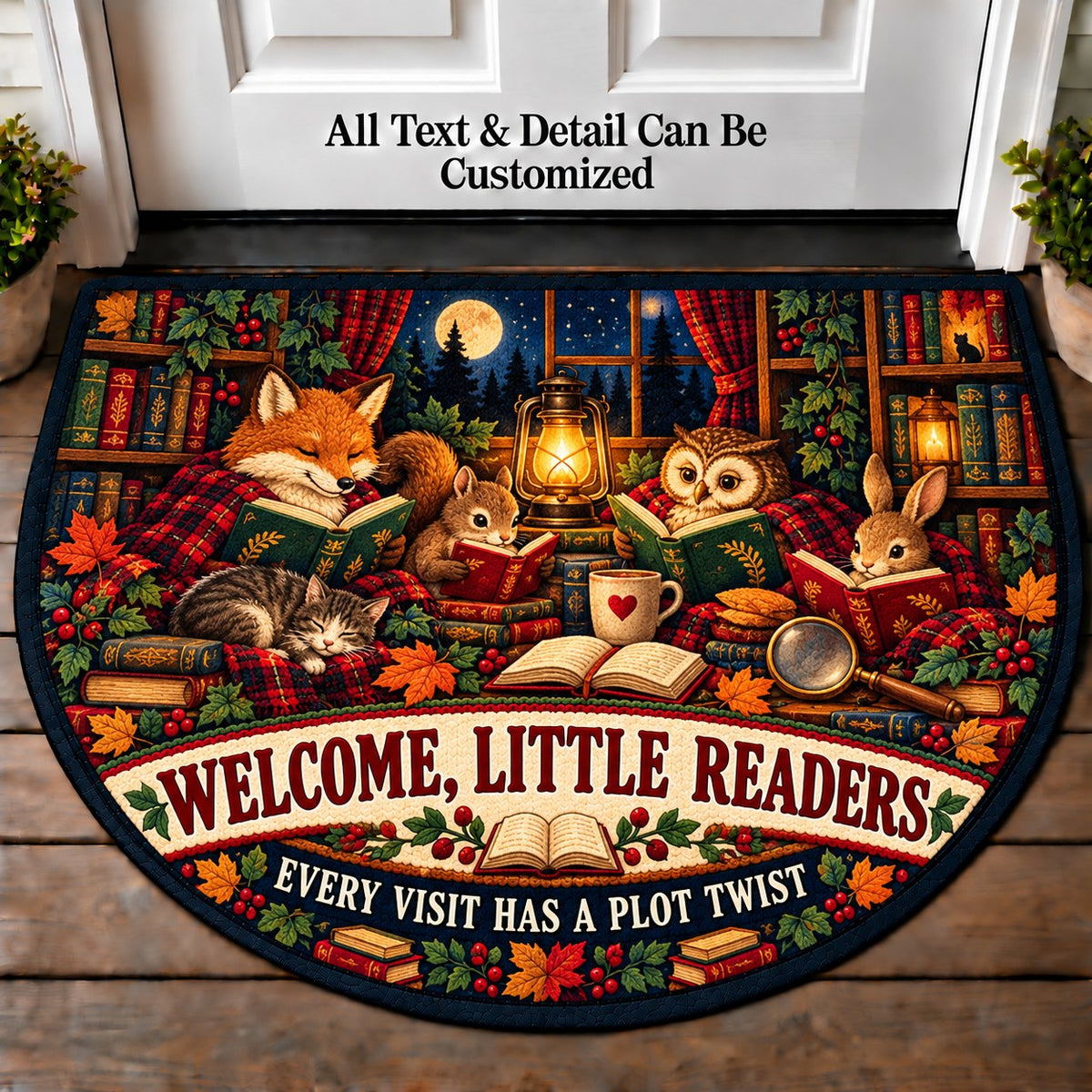 Mystery Night - Little Readers Personalized Half Round Mat | 5To9Vibe