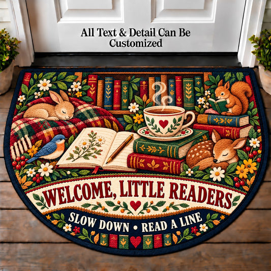 Poetry and Tea - Little Readers Personalized Half Round Mat | 5To9Vibe