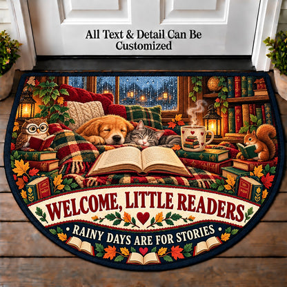Rainy Day Reading - Little Readers Personalized Half Round Mat | 5To9Vibe