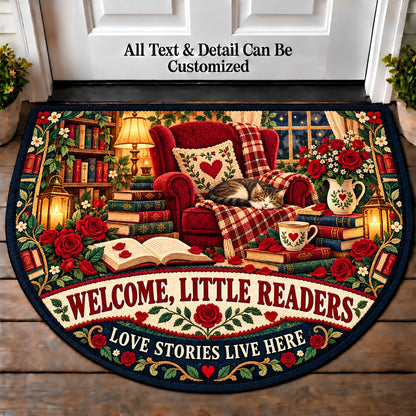 Romance and Roses - Little Readers Personalized Half Round Mat | 5To9Vibe