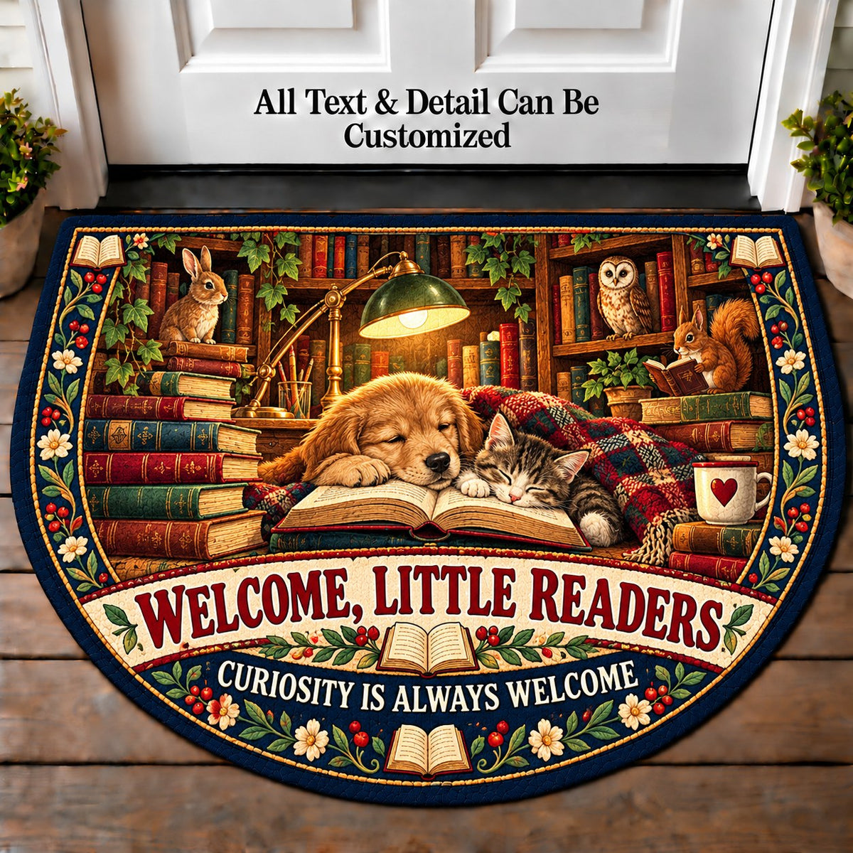 Scholarly Study - Little Readers Personalized Half Round Mat | 5To9Vibe