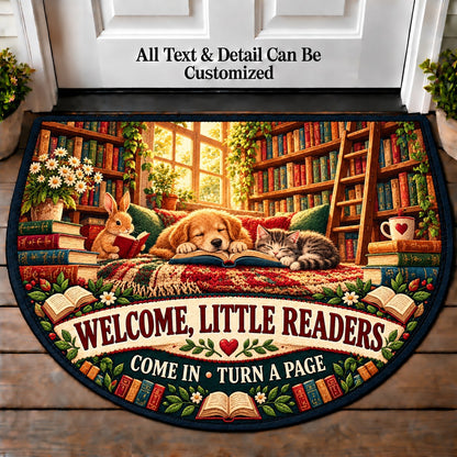 Sunlit Library - Little Readers Personalized Half Round Mat | 5To9Vibe