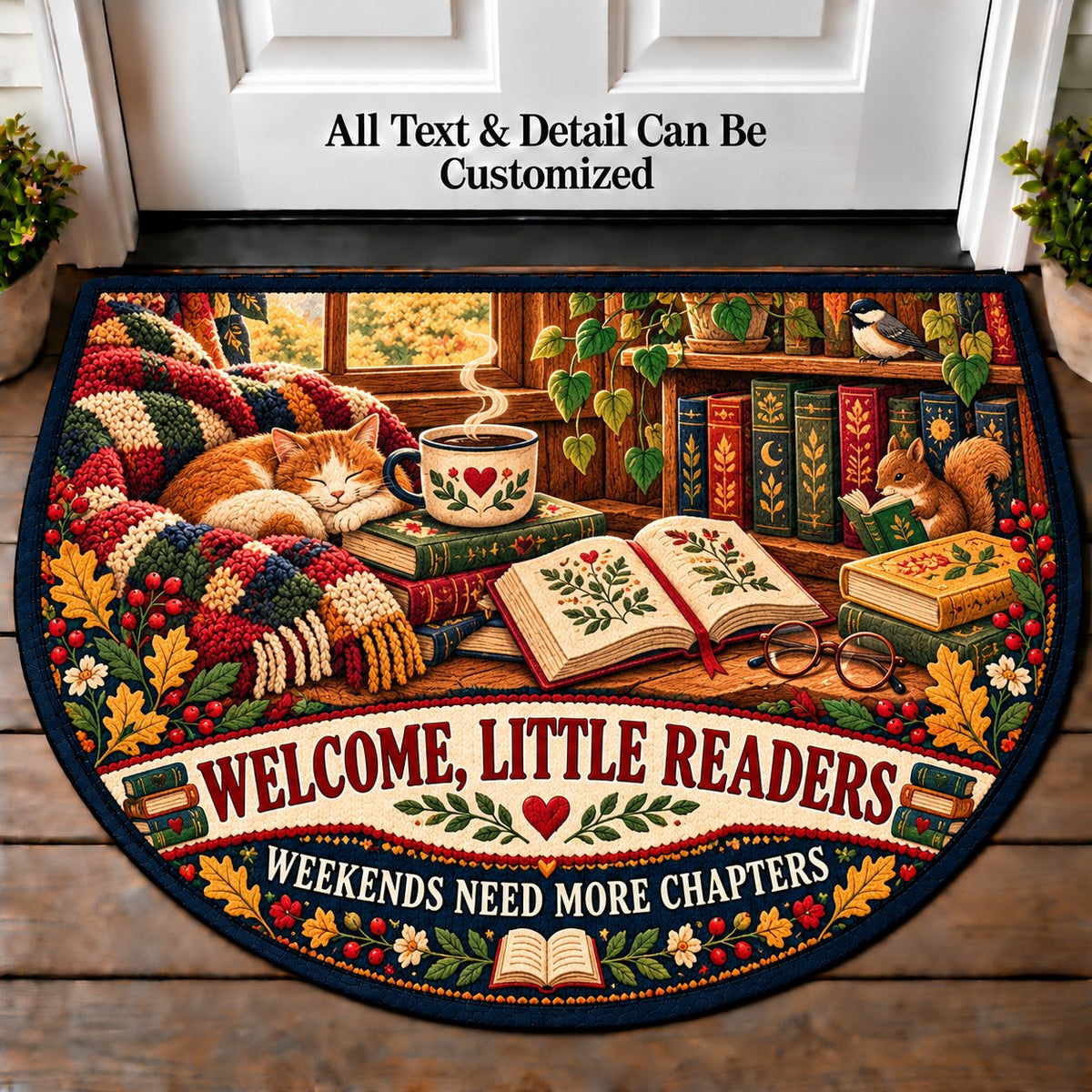 Weekend Chapter - Little Readers Personalized Half Round Mat | 5To9Vibe