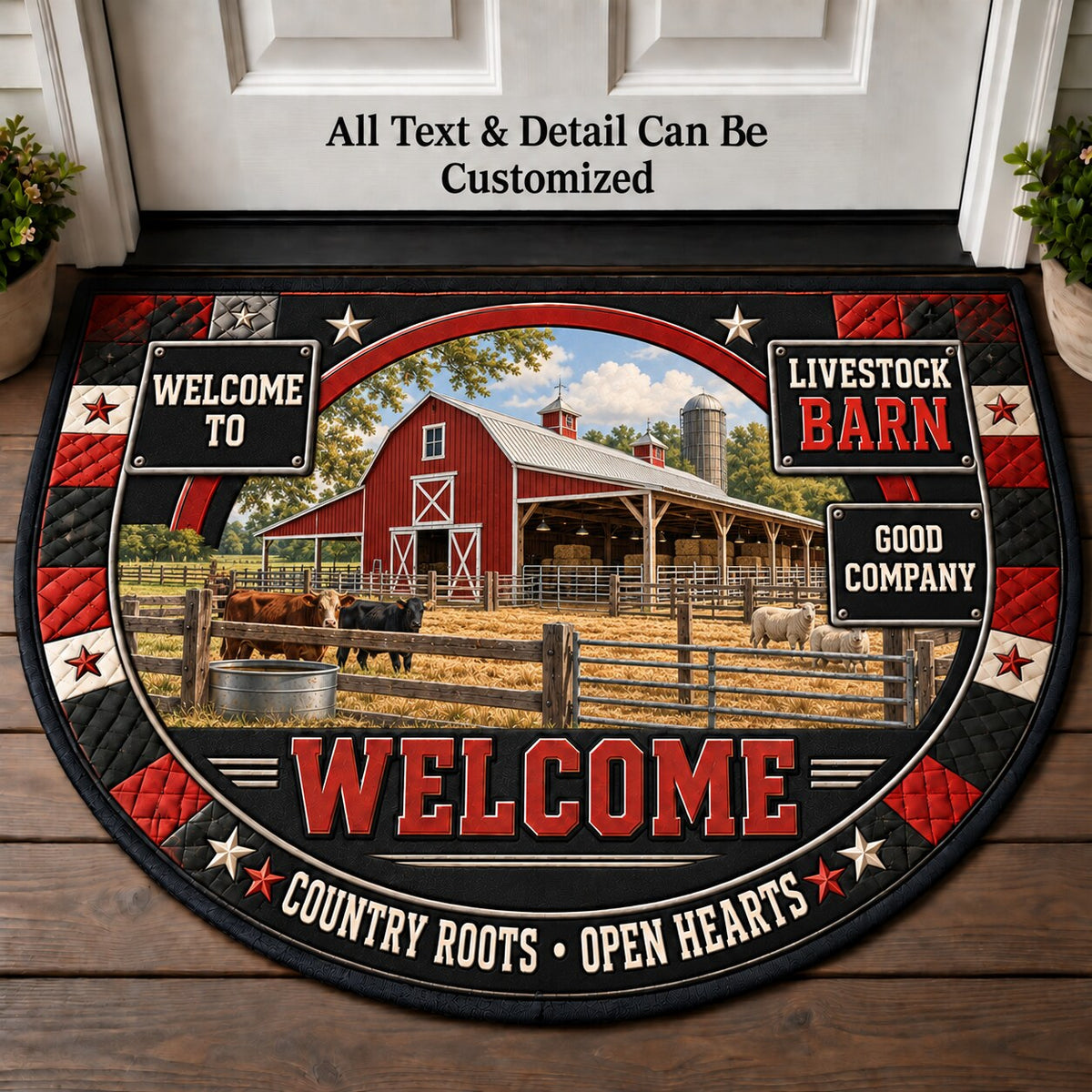 Livestock Barn Personalized Half Round Mat | 5To9Vibe