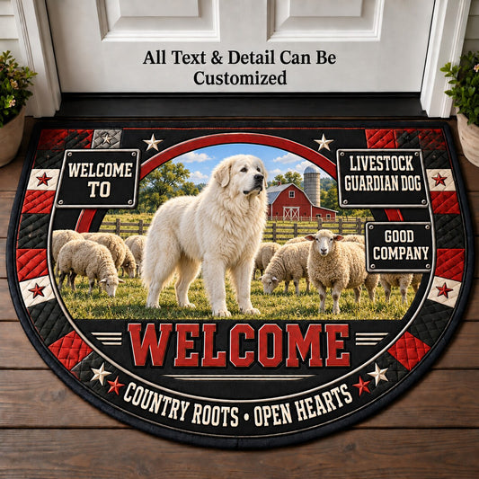 Livestock Guardian Dog Personalized Half Round Mat | 5To9Vibe