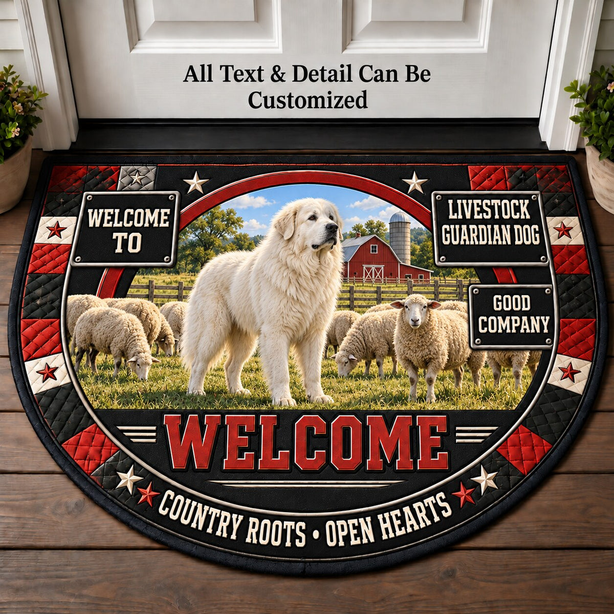 Livestock Guardian Dog Personalized Half Round Mat | 5To9Vibe