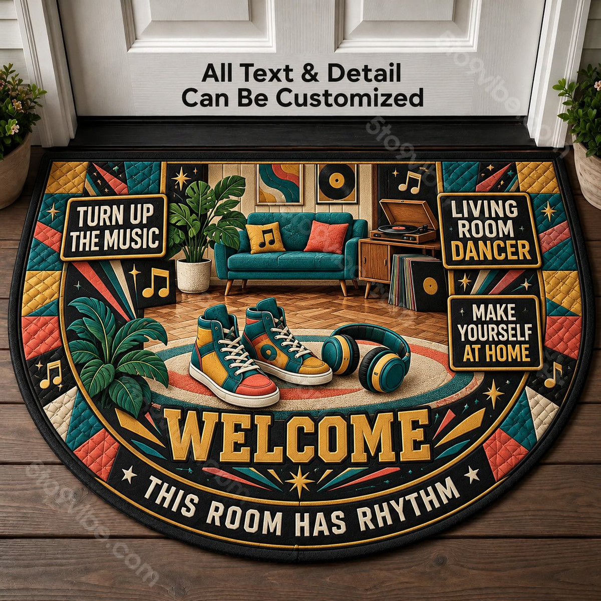 Living Room Dancer Personalized Half Round Mat | 5To9Vibe