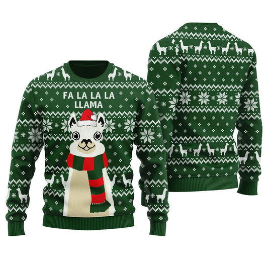 Llama Cute Green Ugly Christmas Sweater - Funny Ugly Christmas Sweater