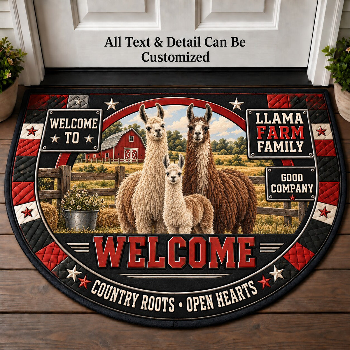 Llama Farm Family Personalized Half Round Mat | 5To9Vibe