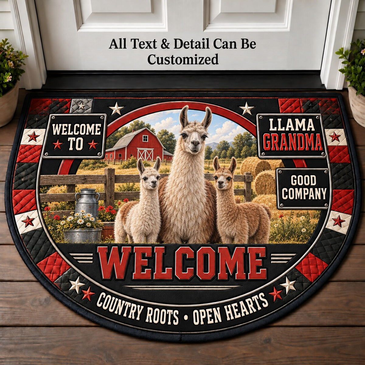 Llama Grandma Personalized Half Round Mat | 5To9Vibe