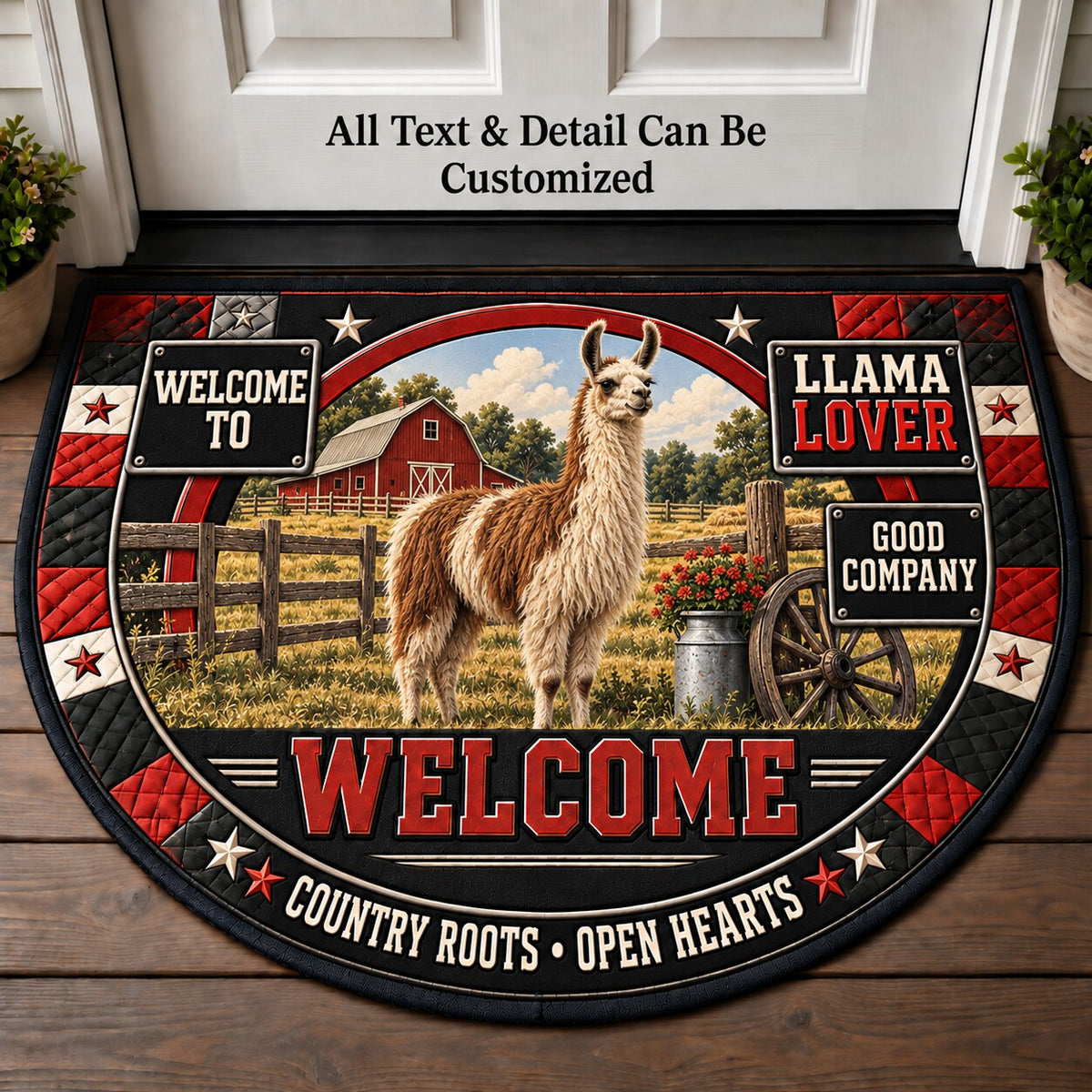 Llama Lover Personalized Half Round Mat | 5To9Vibe