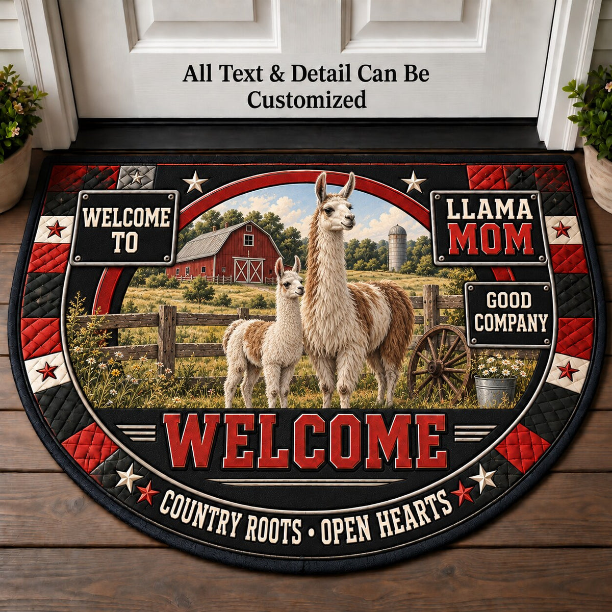 Llama Mom Personalized Half Round Mat | 5To9Vibe