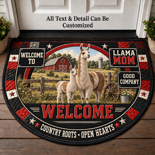 Llama Mom Personalized Half Round Mat | 5To9Vibe