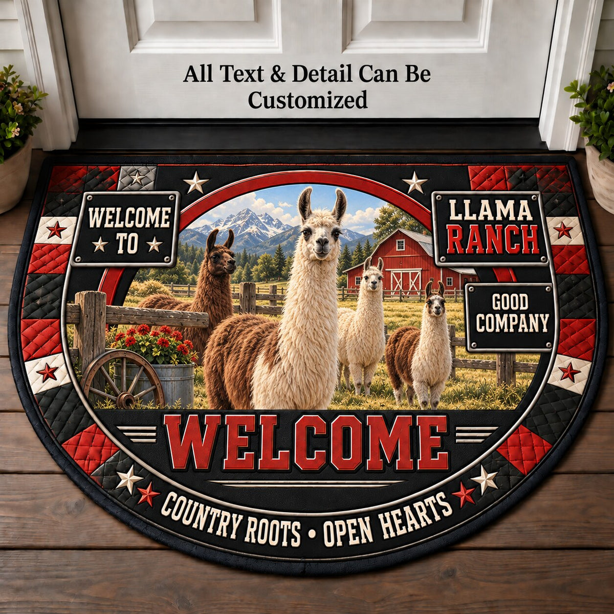 Llama Ranch Personalized Half Round Mat | 5To9Vibe