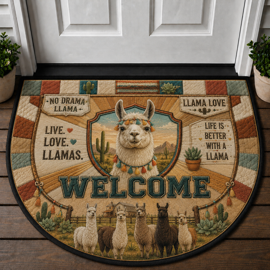 Live Love Llamas Welcome Mat - No Drama Llama Desert Farm Doormat - 5to9vibe