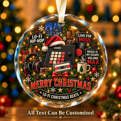 Lo-Fi Hip-Hop Personalized Glass Ornament | 5To9Vibe