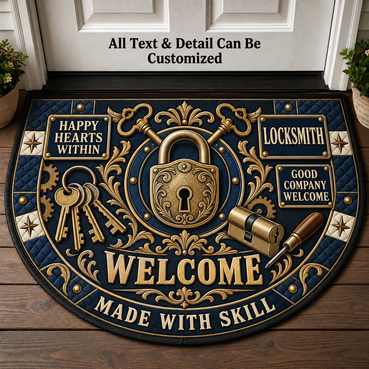 Locksmith Personalized Half Round Mat | 5To9Vibe