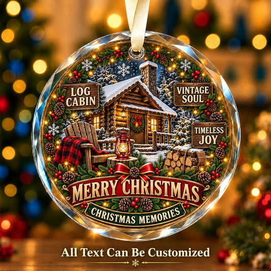Log Cabin Personalized Glass Ornament | 5To9Vibe