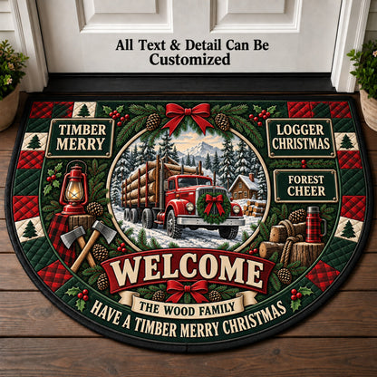 Logger Christmas Personalized Half Round Mat | 5To9Vibe