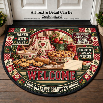 Long-Distance Grandpa's Baking Memories Personalized Half Round Mat | 5To9Vibe