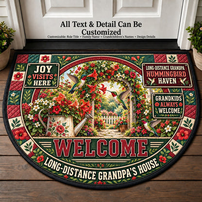 Long-Distance Grandpa's Hummingbird Haven Personalized Half Round Mat | 5To9Vibe