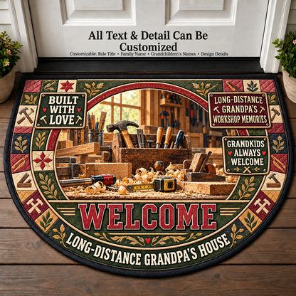 Long-Distance Grandpa's Workshop Memories Personalized Half Round Mat | 5To9Vibe