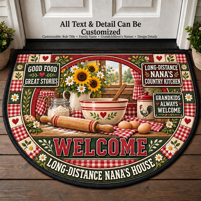 Long-Distance Nana's Country Kitchen Personalized Half Round Mat | 5To9Vibe