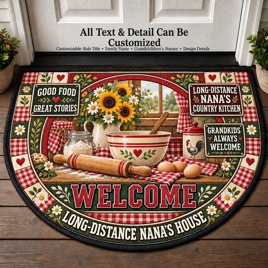 Long-Distance Nana's Country Kitchen Personalized Half Round Mat | 5To9Vibe