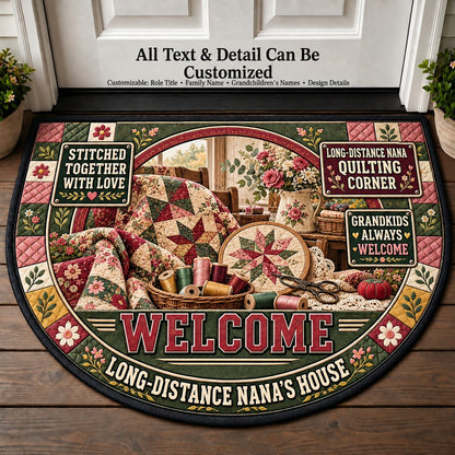 Long-Distance Nana's Quilting Corner Personalized Half Round Mat | 5To9Vibe