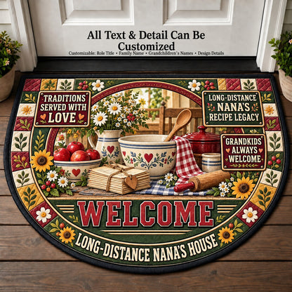 Long-Distance Nana's Recipe Legacy Personalized Half Round Mat | 5To9Vibe