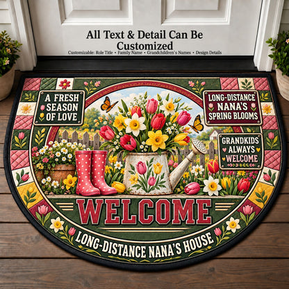 Long-Distance Nana's Spring Blooms Personalized Half Round Mat | 5To9Vibe