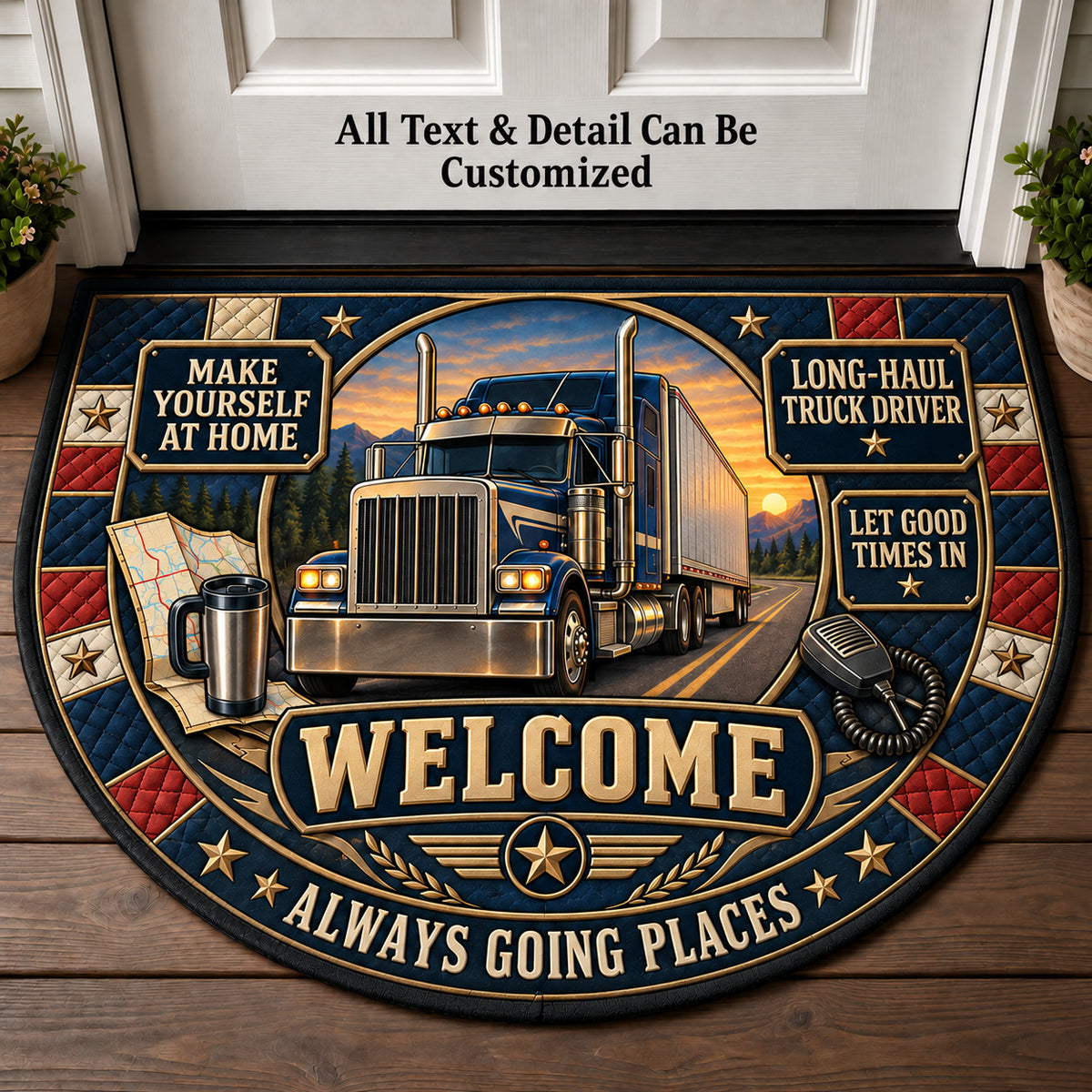 Long-Haul Truck Driver Personalized Half Round Mat | 5To9Vibe