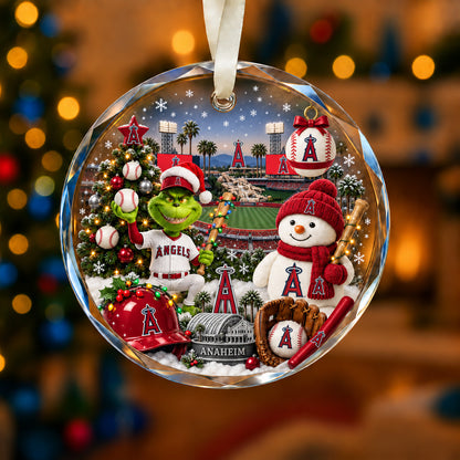Adorno de vidrio de béisbol, 3 unidades con caja de regalo, equipo de béisbol de Navidad - Adorno de vidrio