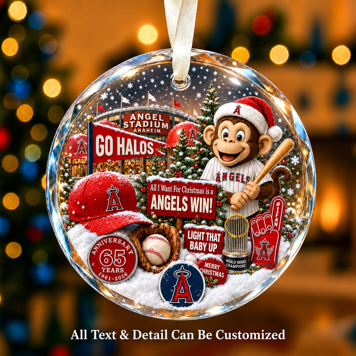 Baseball team Style 14 Glass Ornament mockup | 5To9Vibe