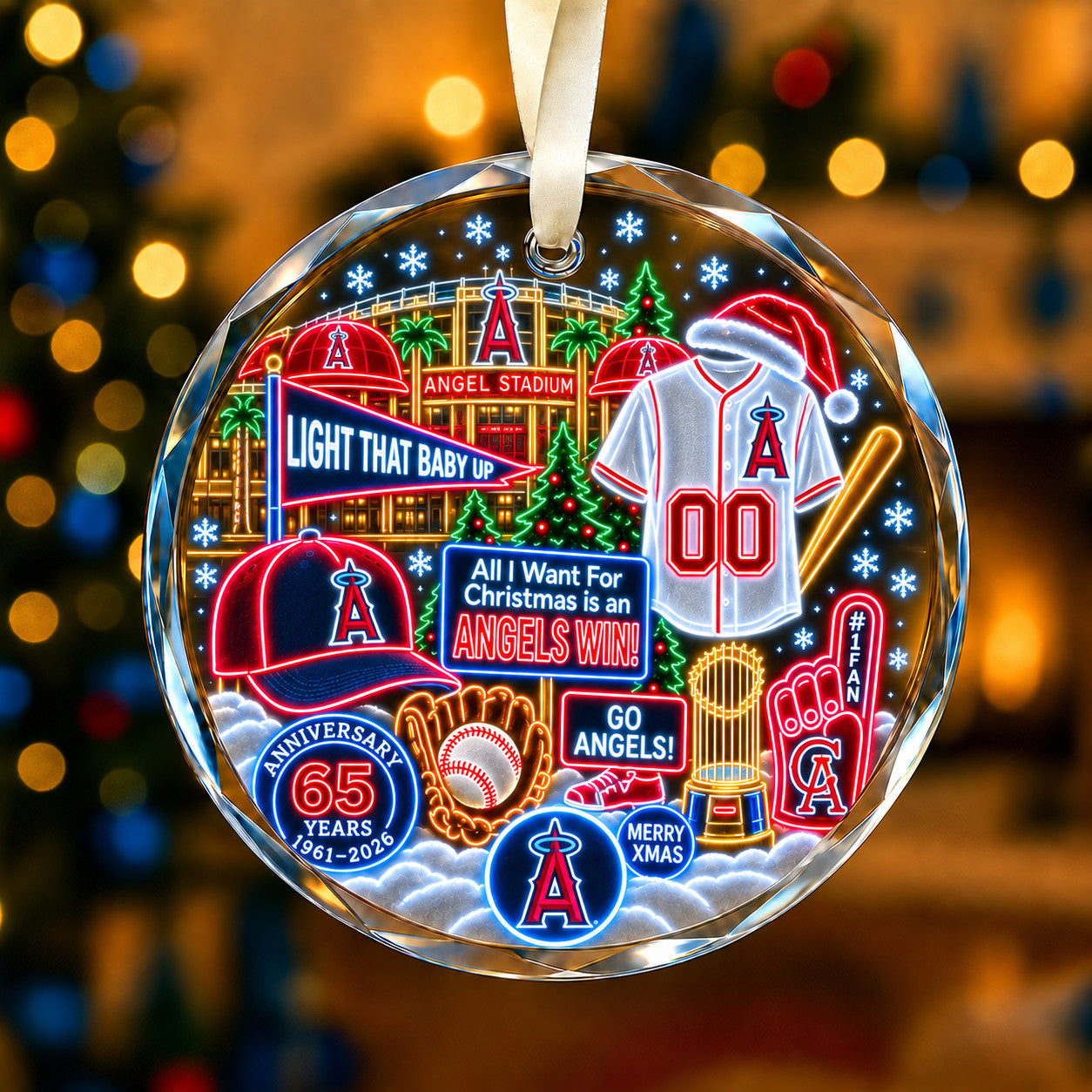 Adorno de vidrio de béisbol, 3 unidades con caja de regalo, equipo de béisbol de Navidad - Adorno de vidrio