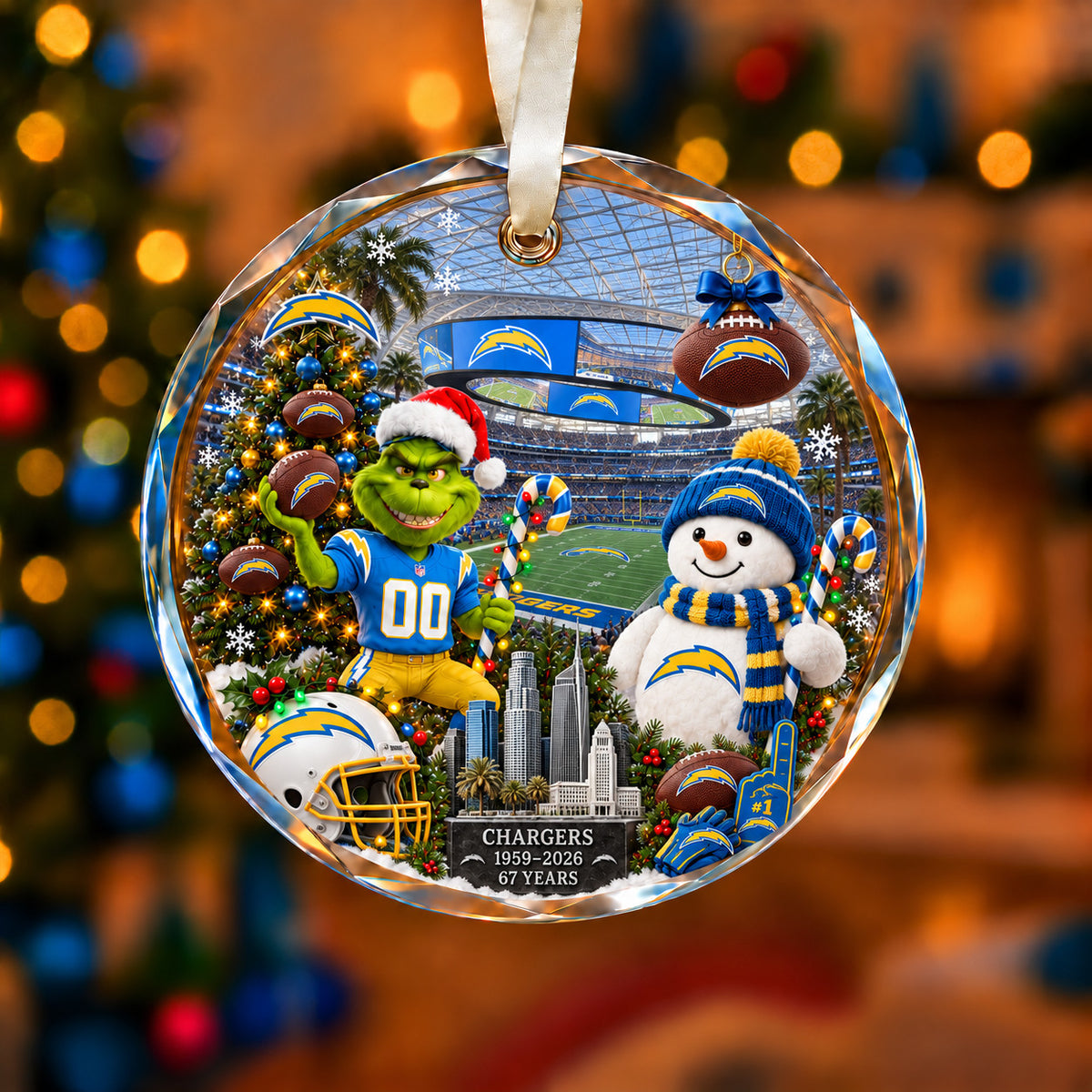 All Football Teams Christmas Vibe Snow Glass Ornament With Gift Box Trending - 5to9vibe