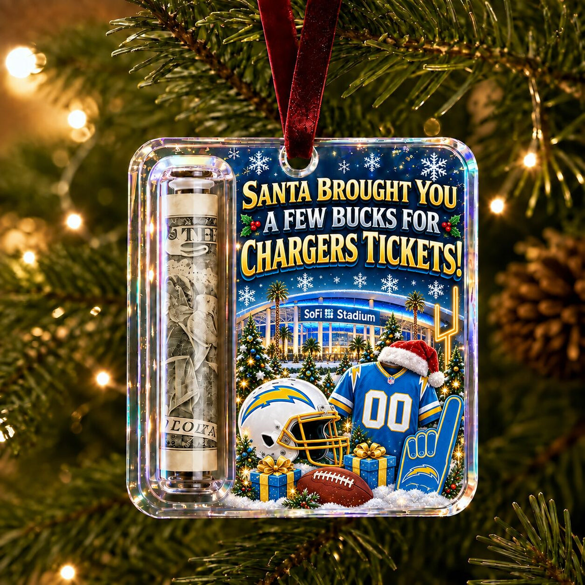 All Football Teams Football Stadium Christmas Money Holder Glass Ornament - 5to9vibe