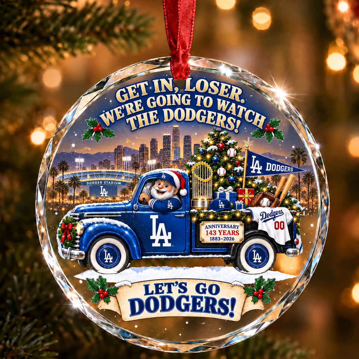 Baseball team Style 15 Glass Ornament mockup | 5To9Vibe