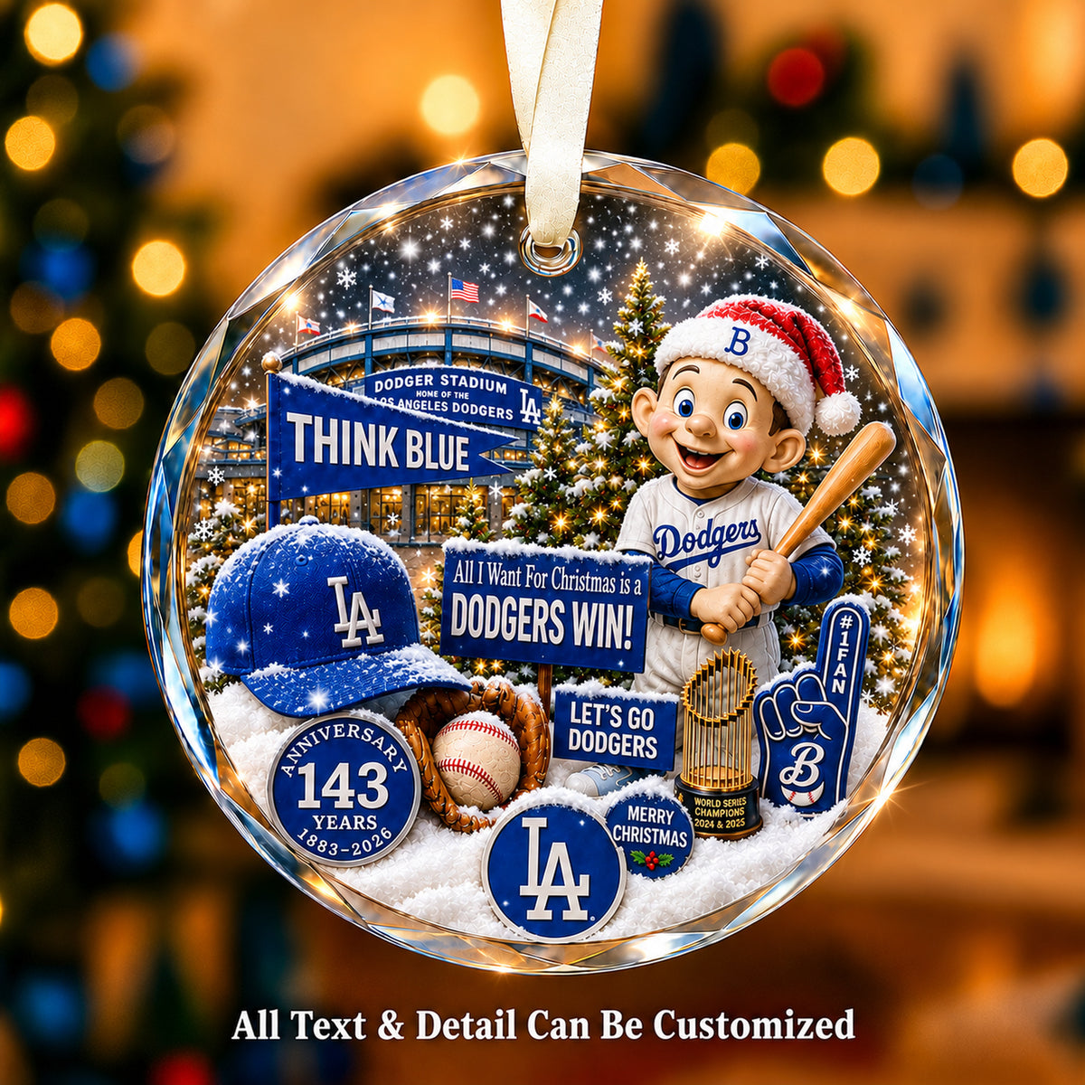 Baseball team Style 15 Glass Ornament mockup | 5To9Vibe