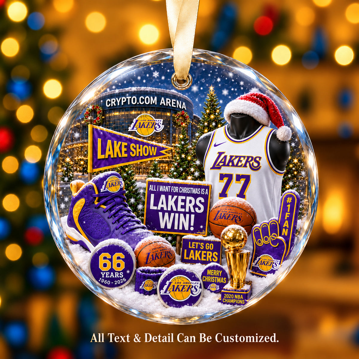 Los Angeles Lakers Jersey Snow Globe Glass Ornament
